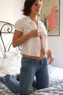 Cute Leah Stripping in Her Bedroom-03