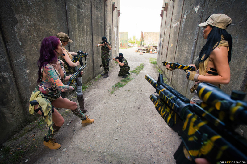 Three Soldier Babes In Action With A Cock 3