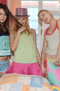 Teen lesbian babes in playful mood-00