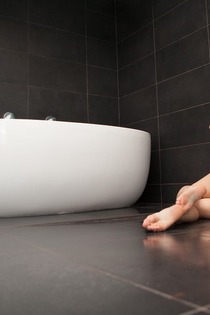 Brunette Babe In The Shower-14