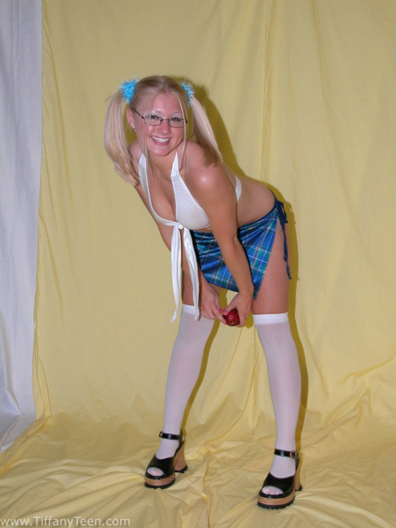 Tiffany Teen posing in a schoolgirl uniform 11